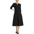 thumbnail image 2 of INSPIRE CHIC Robe de Travail pour Femme Ligne A Manches 3/4 Robe Midi Élégante TP Noir, 2 of 6