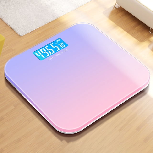 Body Weight Scale Weight Scale Digital Weight Scale Tempered Glass Smart Accurate Measurement Digital Weight Scale For Home Use LCD Gradient Purple 26x26cm / 10.2x10.2in Battery