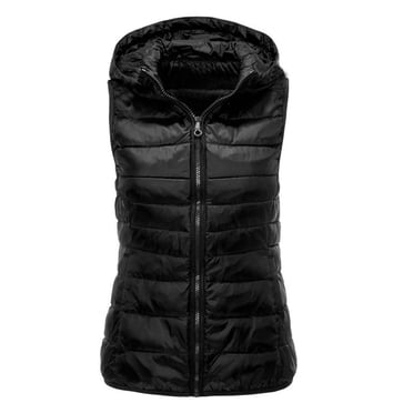 Pisexur Gilet Lesté pour Femme, Gilet d'Hiver Matelassé d'Extérieur, Veste Sans Manches Matelassée à Capuche Amovible, Manteau Rembourré pour le Golf et la Randonnée