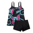 thumbnail image 4 of Wangsaura Women Swim Shirt + Shorts, Geometry/Rainbow/Butterfly Print Swimwear, 4 of 8