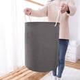 thumbnail image 5 of Dvruxg Panier à Linge Pliable avec Cordon de Serrage, Panier à Vêtements Rond Autoportant (Gris), 5 of 5