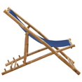 thumbnail image 3 of vidaXL Chaise Longue Bambou et Toile Bleu Marine, 3 of 5
