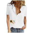 thumbnail image 1 of EQWLJWE Chemises pour Femmes Liquidation Femmes Manches Courtes Décontracté Femmes Imprimé Manches Courtes Ample Bouton Col Rabattu Chemise Blouse Unie Hauts, 1 of 8