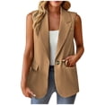 thumbnail image 1 of Yuyuzo Sleeveless Suit for Women Lapel Collar Open Front Button Blazer with Pockets Solid Color Outwear, 1 of 6