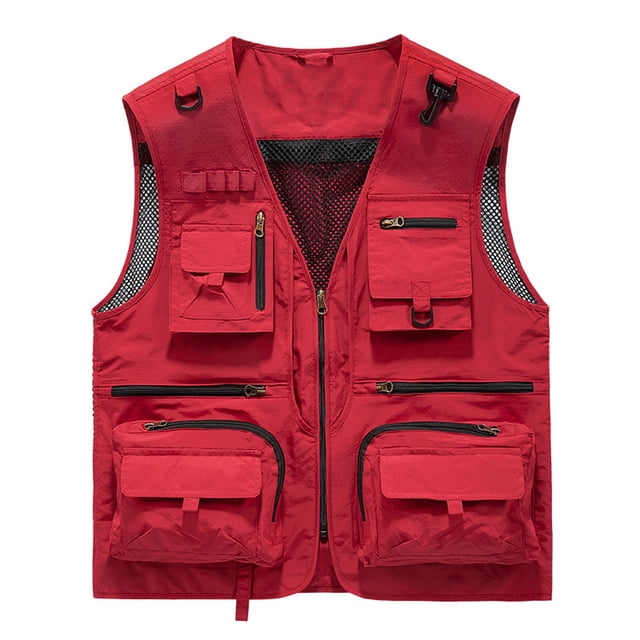TIMIFIS Mens Mesh Outdoor Work Fishing Travel Photo Cargo Vests Summer Casual Work Multi Pockets Breathable Waistcoat JacketFall