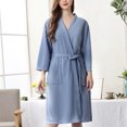thumbnail image 2 of fastboy Women Water Absorption Bath Robe Solid Waffle Bathrobe Spa Home Dress Nightgown, 2 of 9