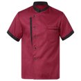 thumbnail image 4 of Nokdvo Chef Outfit for Men Sherpa Button Breathable Short Sleeve Work Jackets Spring Summer Loose Fit Uniform with Pocket,Red M, 4 of 4