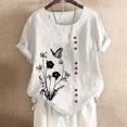 thumbnail image 2 of Birdeem Womens Summer Casual Round Neck Short Sleeve Printing Loose Shirt Tops, 2 of 3