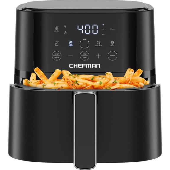 Chefman 4L (4 Qt) Friteuse à air digitale compacte avec Hi-Fry & Rappel des secousses - Noir, Nouveau