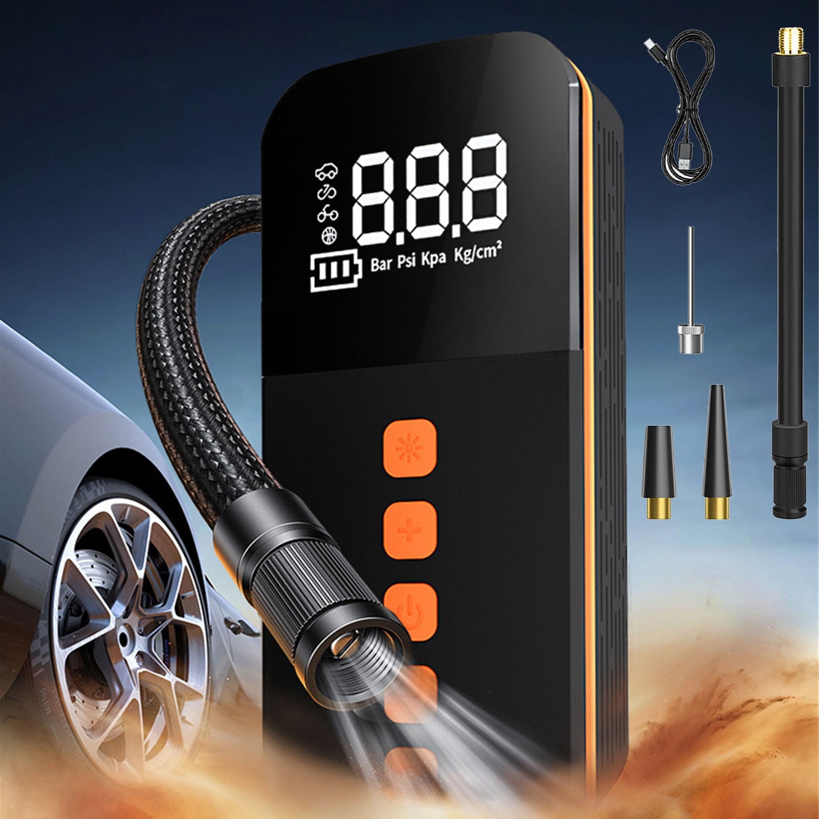 XYAIYT Portable Wireless Tire Inflator with Smart Display 150PSI Fast Pump 1024 High Airflow Multiple Modes for Cars Motorcycles Bicycles and Balls Compact Size Lightweight