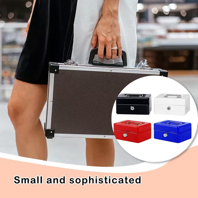 Baohd Home Office Hotel Lockable Mini Money Cash Case Bedroom Bracelet Coin Tray Thick Safe Box with Lock Security Container Red