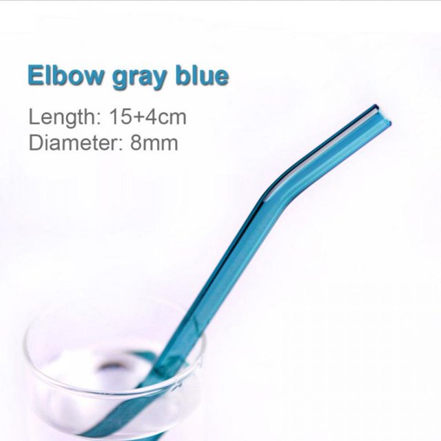 Glass Straw Heat And High Temperature Resistant 8mm*18cm Elbow Multi-color