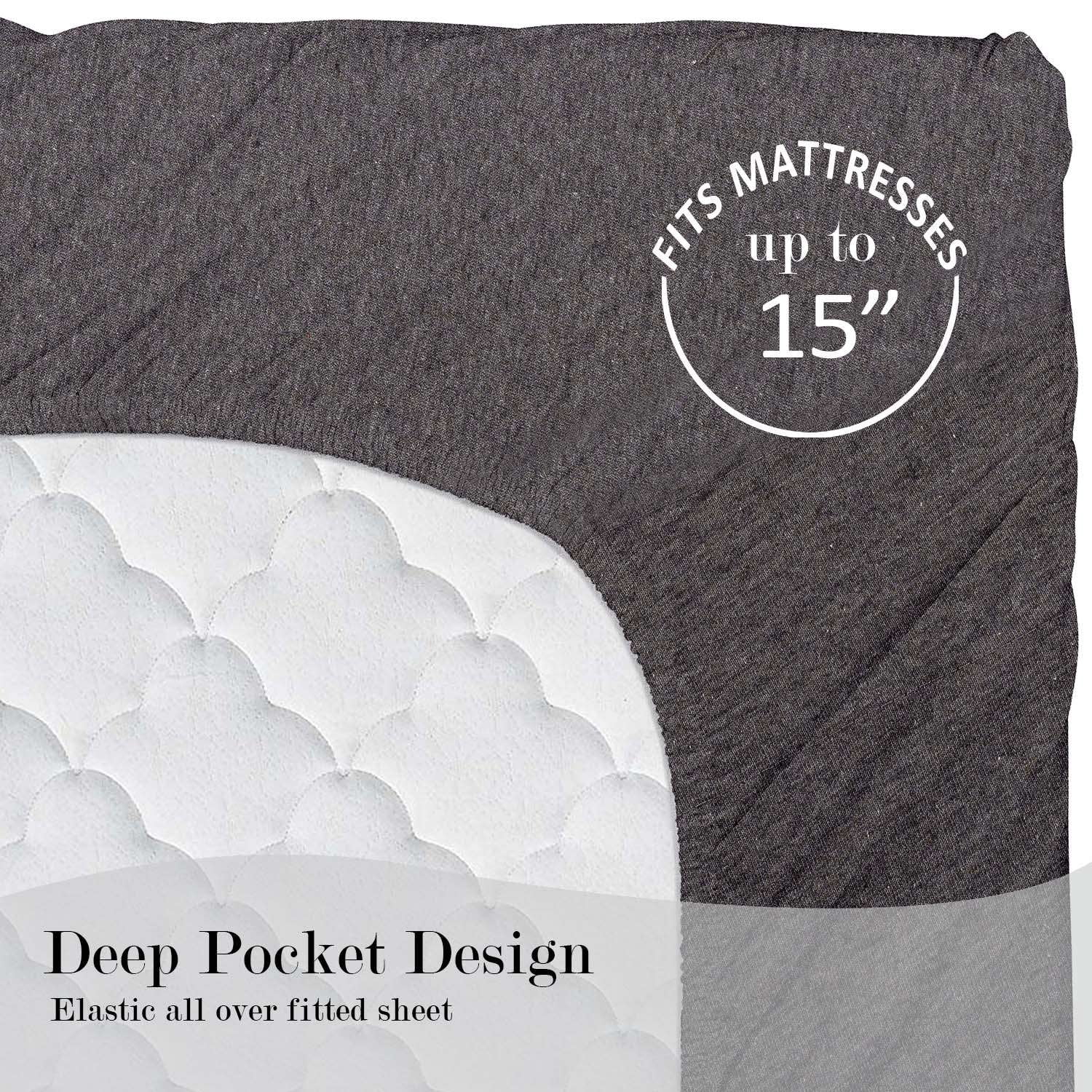Mainstays – Parure de lit en jersey extra doux pour adulte, Queen, anthracite, 4 pièces