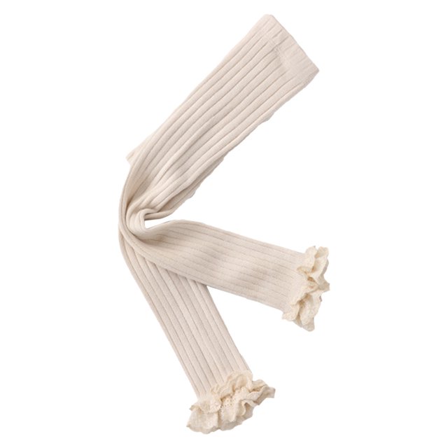 MIASHUI Girls Warm Thick Leggings Toddler Soild Color Ruffled Tights Bottoms,White,3-4 Years