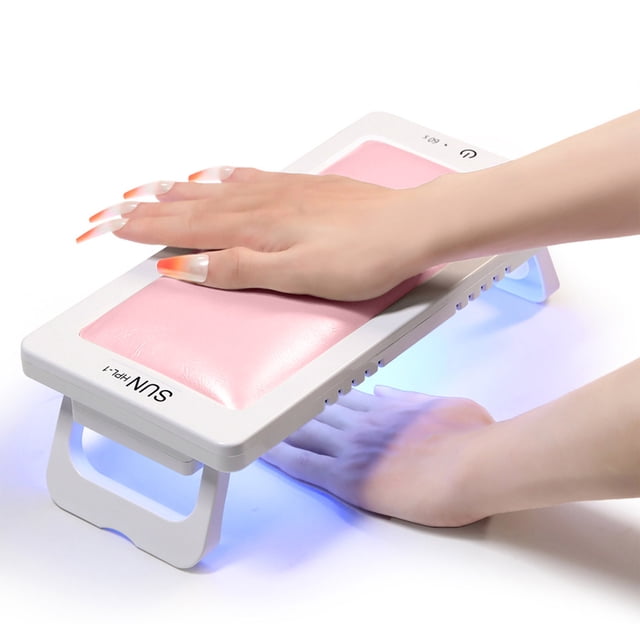 EGNMCR Light For Nails 2 In 1 Manicure Nail Arm Repose With LED Nail Lamp 72W LED Gel Nail Dryer Arm Repose For Nails Light Arm Repose Pillow Cushion Hand nail light
