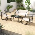 thumbnail image 2 of Outsunny Garden Furniture Set with Glass Table, Breathable Mesh, Cream, 2 of 10