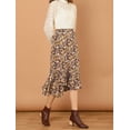 thumbnail image 2 of Unique Bargains Women's Floral Elastic Waist Ruffle High Low Hem Skirts, 2 of 7