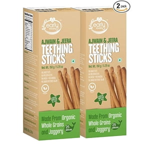 Early Foods - Pack of 2 - Whole Wheat Ajwain Jaggery Teething Sticks 150g X 2