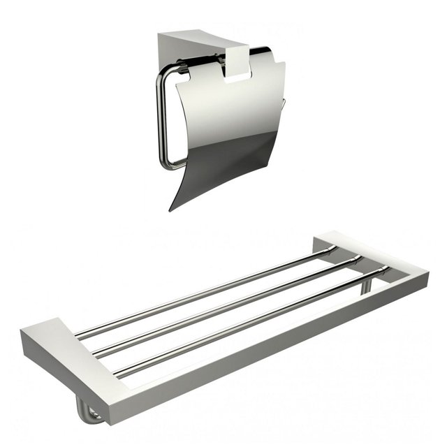 Multi-Rod Towel Rack With A Chrome Plated Toilet Paper Holder Accessory Set AI-13330