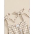 thumbnail image 4 of SUNSIOM Little Girls Summer Cami Jumpsuit Sleeveless Button Up Ruffle Trim Plaid Overalls with Belt, 4 of 6