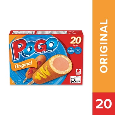 POGO® Original Corn Dogs, Cooked Battered Wieners on a Stick, Frozen Box, 20 Count (1.5 kg), Prepared in Canada, 1.5 kg