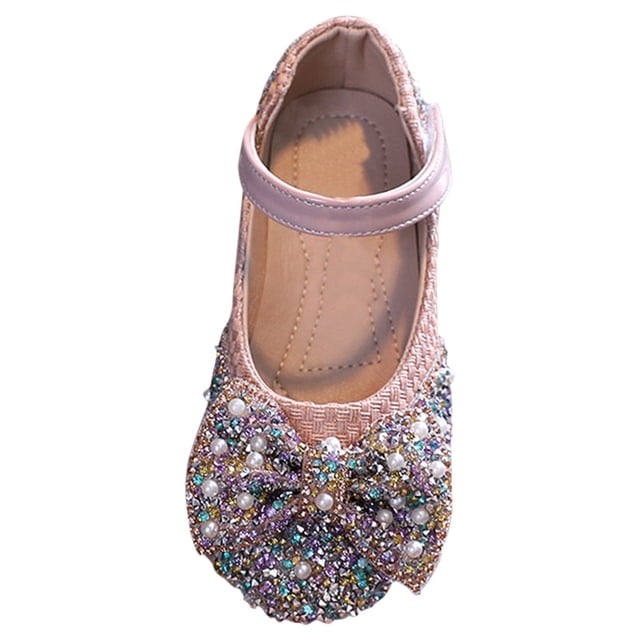 FhsagQ Slippers Girls Slippers Size 2 Silver Girls' Shoes Spring and Autumn Colored Diamond Bow Knot Small Medium and Large Children's Dance Shoes Performance Shoes 15