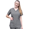 thumbnail image 1 of A ADAR Haut de Sarrau à Encolure en V Rehaussée pour Femme, Coupe Ajustée, Gris Chiné, 1, TP, 1 of 7