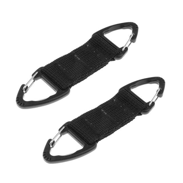 jinwen 2 Pcs Sangle en Nylon Noir avec Crochet Triangulaire Double Extrémité Randonnée Extérieure