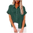 thumbnail image 1 of GigrtiJin Womens Short Sleeve Lapel Shirts Solid Color Button down Loose Tunic Tops Casual Work Blouse with Pocket, 1 of 9