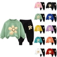 thumbnail image 1 of Pisexur Ensemble de Vêtements d'Automne et d'Hiver pour Bébés Filles Garçons 2 Pcs Mode Décontractée Imprimé Floral Manches Longues Col Rond Chandails en Molleton et Pantalons Ensemble de Survêtement pour Filles Garçons 3-8 Ans, 1 of 4