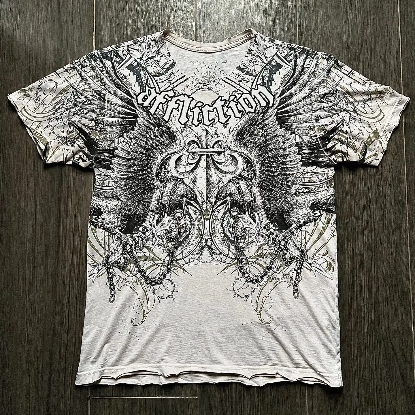 2000s affliction Hip Hop Skull Graphic t shirts Men Streetwear