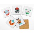 thumbnail image 2 of Inkdotpot Set of 6 Drink Coasters DecorativeNon,SlipCork Base4-inch Square PrintedCoastersEasy Clean- Winter Animals, 2 of 8