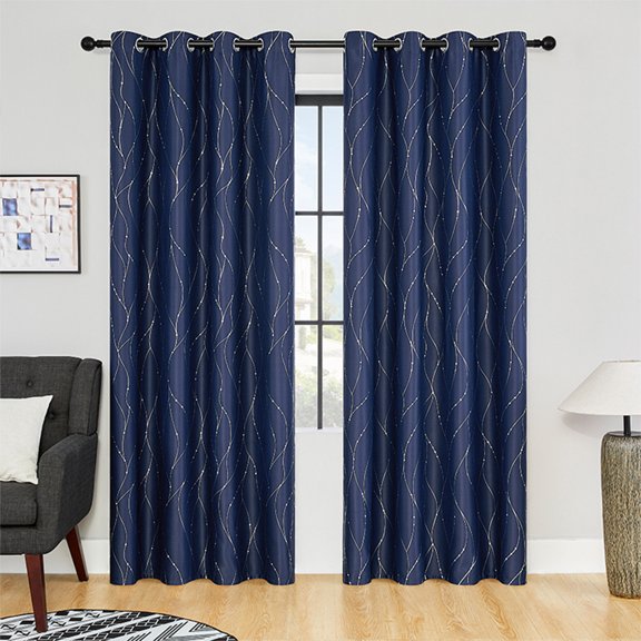 Gray Polyester Curtain Panel Pair 39x78 Inch with Grommets for Bedroom, Blackout Insulated Noise Reducing Window Treatments