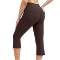 thumbnail image 3 of Womens Knee Length Leggings High Waisted Yoga Workout Exercise Capris For Casual Summer With Pockets, 3 of 6