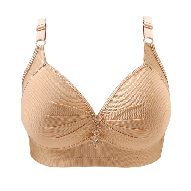 Timegard 3pc Bras for Women No Underwire Plus Size Adjustable Strap Ruched Comfort Everyday Bralette