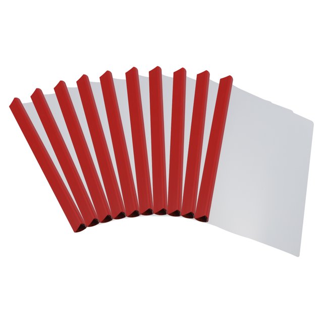 Unique Bargains Clear Report Covers with Sliding Bar, 25mm 135 Sheets Capacity, Red, 10Pack