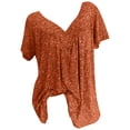 thumbnail image 2 of EGNMCR T-Shirts pour Femmes Femmes Grande Taille Manches Courtes Col en V Blouse à Imprimé Chandail Hauts Manches Courtes Blouses, 2 of 8