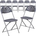 thumbnail image 1 of 8 Pk. HERCULES Series 650 lb. Capacity Charcoal Plastic Fan Back Folding Chair, 1 of 2