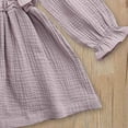 thumbnail image 5 of Splozh Fall Dresses for Girls Toddler Kids Baby Girl Solid Linen Button Ruffle Party Dress Clothes Purple,4-5 Years, 5 of 5