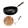thumbnail image 3 of Siruishop Wok Pan Wooden Handle Cookware Pans Cooking Cooking Wok Universal Nonstick Wok 28cm, 3 of 8