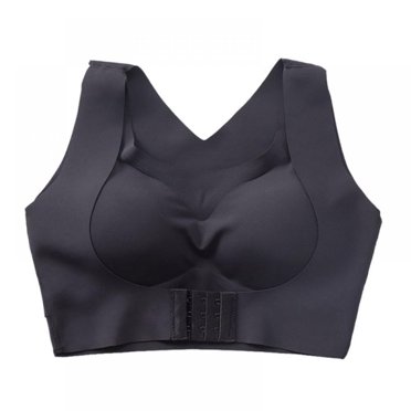 MesaSe Women Humpback Corrected Seamless Latex Underwear Wireless Bralette Two-in-One Gathering Adjustable Front Buckle Bra