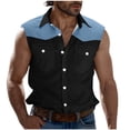 thumbnail image 3 of Sentmoon Mens Tank Top Undershirt Summer Sleeveless Lapel Undershirt Color Block with Pockets Relaxed Fit Oversized Running Mens Compression Shirt Hawaii for Running in Hot Weather M, 3 of 6