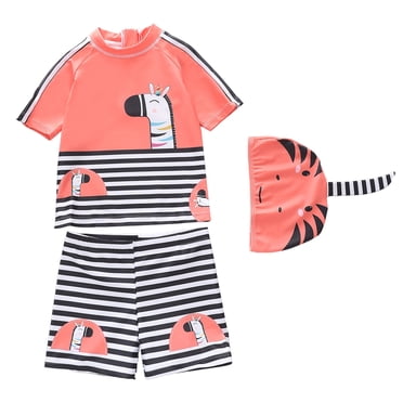 Akiihool Toddler Swim Set Kids Boys UPF 50+ UV Swimwear Sun Protective Long Sleeve Two Piece Swimsuit (Orange,5-6 Years)