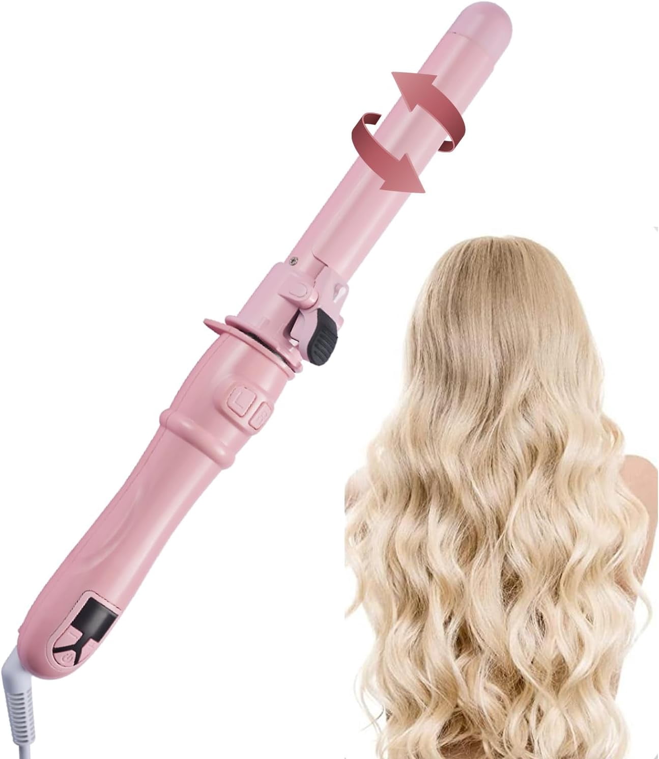 HSHDLDF Automatic Rotating Curling Iron Auto Hair Curling Wand Spining Hair Curler Hair Styling Self Curling Irons Hair Waver with Adjustable Heat Setting 60 Mins Auto Off 32mm Bar