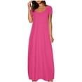 thumbnail image 1 of fatyb Robes Maxi pour Femmes Col Rond Manches Courtes Robes Décontractées Robes T-Shirt Amples pour Femmes P-5TG, 1 of 5