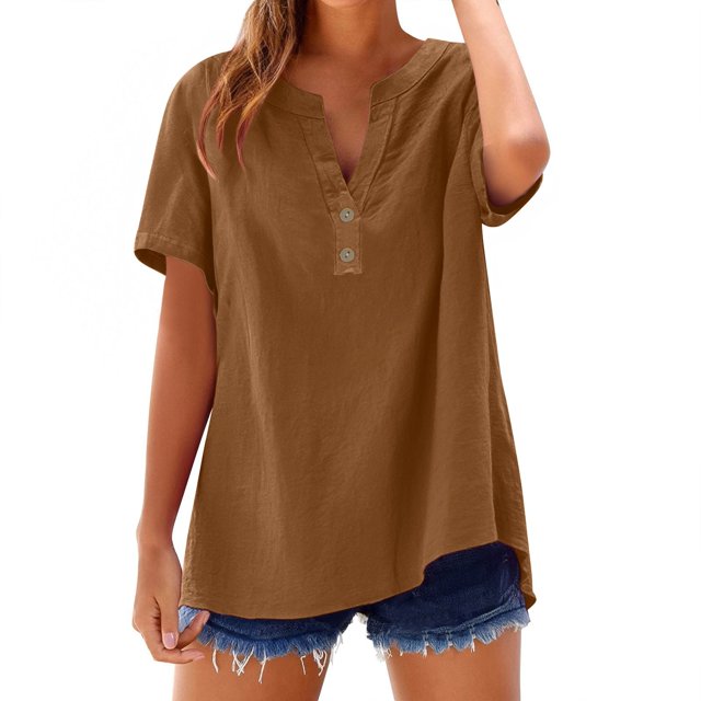 T-Shirts Femmes Lot Mode Décontractée Col en V Manches Courtes Haut T-Shirt - Hontri