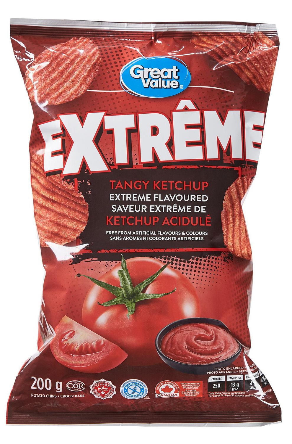 Great Value Tangy Ketchup Extreme Flavoured Rippled Chips