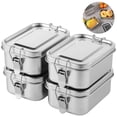 thumbnail image 1 of 4 PCS Bento Boxes, 550 ML Stainless Steel Lunch Boxes, Food Storage Containers, Portable Metal Lunch Containers, Lockable Clips to Leak Proof, Reusable Dishwasher Safe Lunch Snack Boxes, 1 of 6