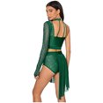 thumbnail image 2 of Runhomal Haut Court Deux Pièces pour Femme avec Strass Lyriques et Short Tenue de Danse Moderne Vert Foncé S, 2 of 5