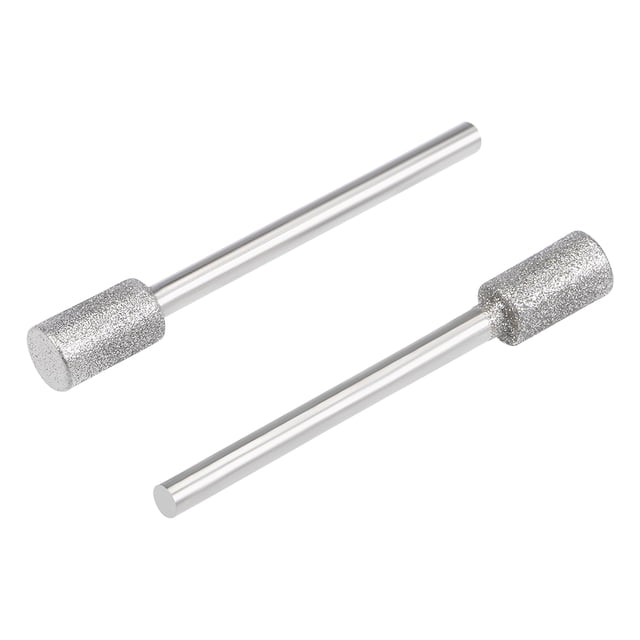Unique Bargains Diamond Mounted Points 6mm Cylinder Head 1/8 Inch Shank Grinding Rotary Tools 2 Pcs